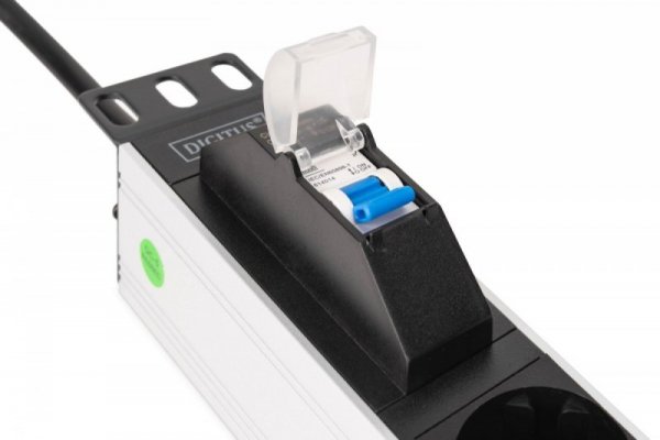 Digitus Listwa zasilająca PDU Rack 19" z wyłącznikiem nadprądowym Typ C 16A, 7 gniazd Schuko CEE 7/3 (45°), kabel 1,8m wtyk