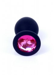 Plug-Jawellery Black Silikon PLUG Medium- Pink Diamond