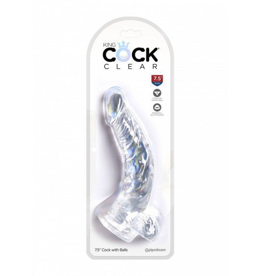 King Cock 7,5 Inch Cock with Balls Transparant