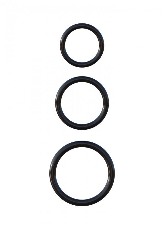 Pierścień-SILICONE 3-RING STAMINA SET BLACK