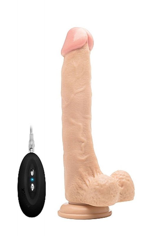 Vibrating Realistic Cock - 10&quot; - With Scrotum - Skin