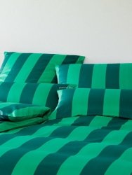 Elegante pościel mako-bawełna egipska Natural stripe zielona 2386 155x200