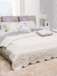 Narzuta typu velvet Hasita krem 240x220