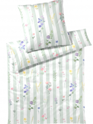 Elegante pościel mako bawełna Flowerstripe zartgrün 24577 155x200