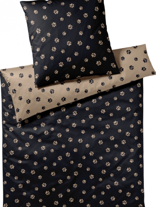 Elegante pościel mako bawełna Paws black/beige 24541 155x200