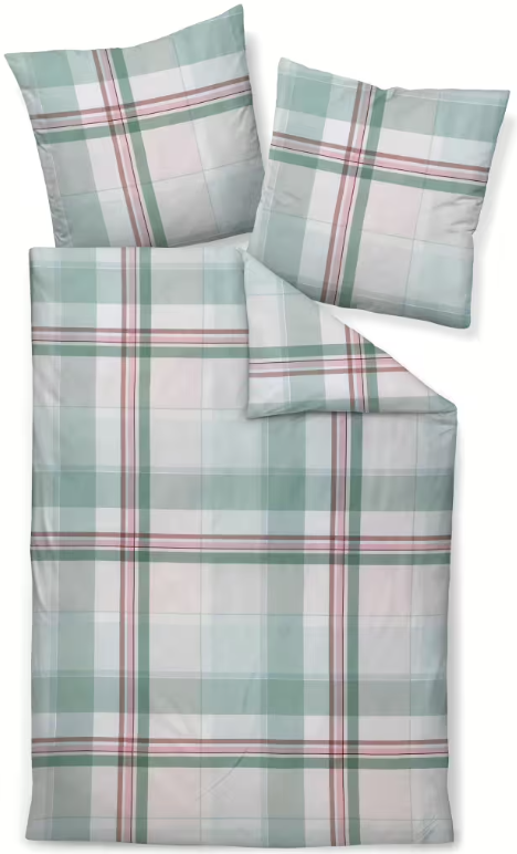 Janine mako-satin Moments grün rosa 98119 155x200