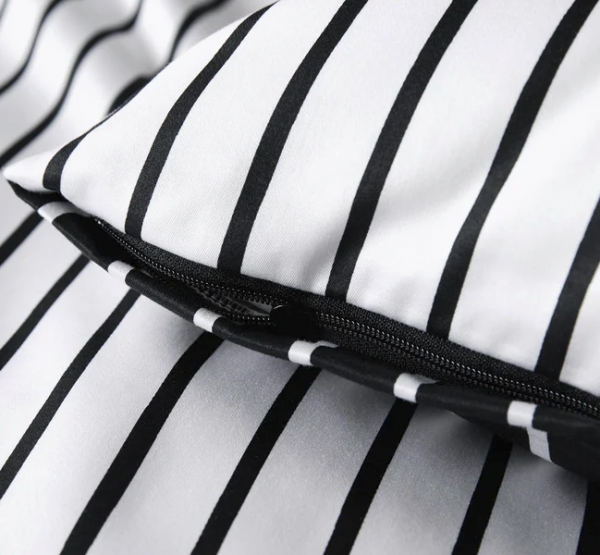 Elegante pościel mako bawełna Lined czarno-biała 24563 200x220