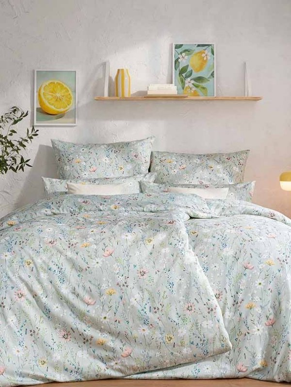 Estella mako-satin Celeste grün 7961 135x200