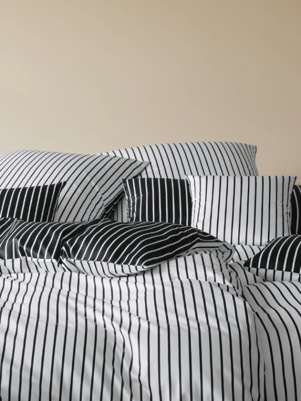 Elegante pościel mako bawełna Lined czarno-biała 24563 240x220