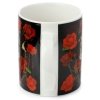 Czaszka i Róże - kubek porcelanowy z nadrukiem - czacha, czerwone róże i magiczne znaki