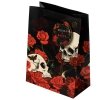 czarna papierowa torebka na prezenty z czaszkami i różami