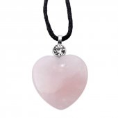 Serce z Kryształkiem Różowy Kwarc - naszyjnik kamień naturalny