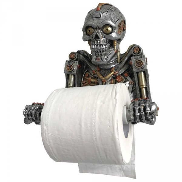 Robot Humanoid Pomocnik w stylu steampunk - wieszak, uchwyt na papier toaletowy do WC