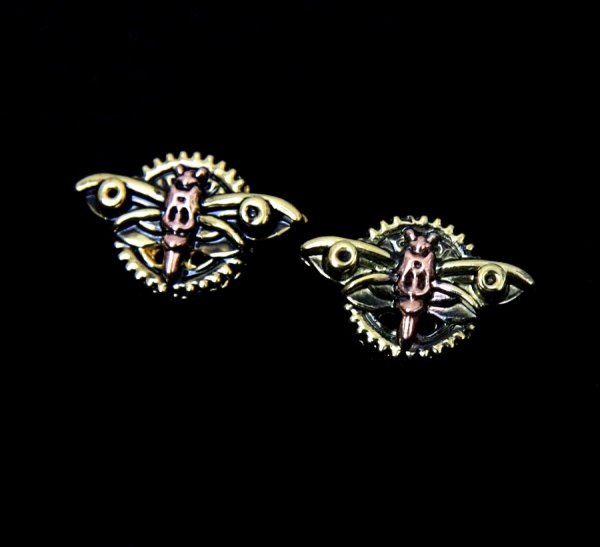 kolczyki w stylu steampunk Mechaniczne Ćmy &quot;Magradore Moth&quot; seria Engineerium Anne Stokes