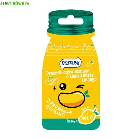 DRAŻETKI ODŚWIEŻAJĄCE MIĘTA - MANGO BEZ CUKRU  DOSFARM 16 g