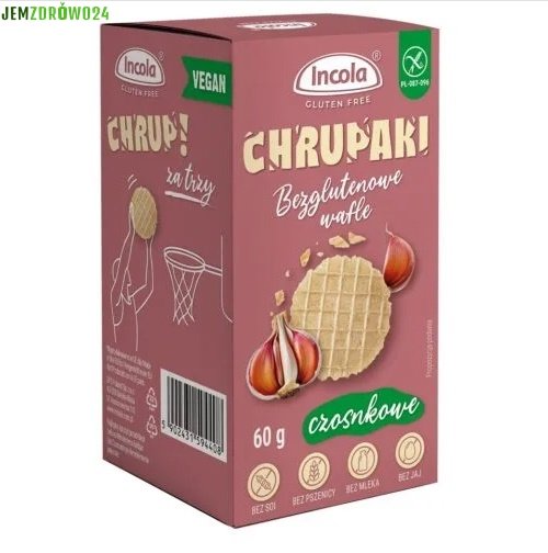 BEZGLUTENOWE WAFLE CHRUPAKI CZOSNKOWE CZOSNEK INCOLA 60 g