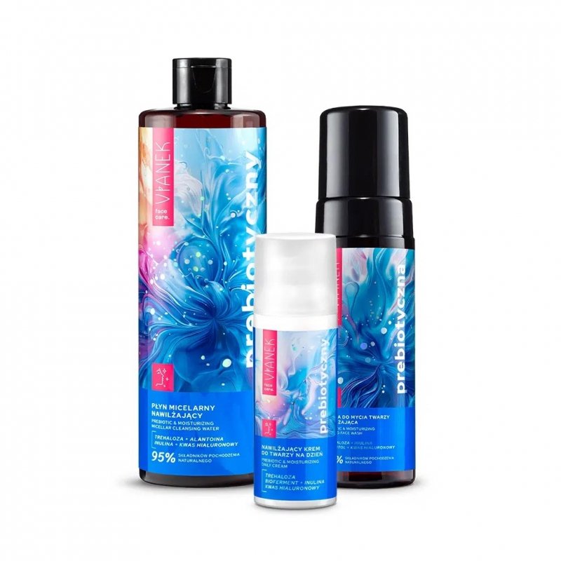 Zestaw Prebiotyczny do Twarzy Nawilżenie i Oczyszczenie  Pianka 150ml+Płyn Micelarny 400ml+Krem 50ml