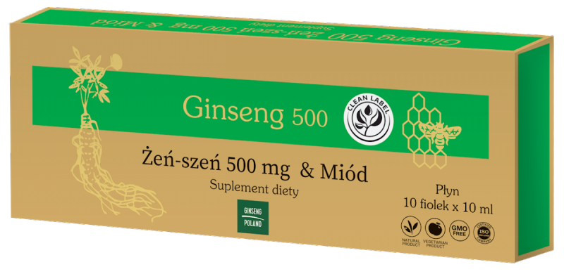 Ginseng 500 Żeńszeń + Miód 10x10ml fiolki