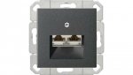 Gniazdo komputerowe podw. RJ45 cat. 6 Gira System 55 antracyt