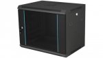 Szafka rack wisząca 19 12U 600x450, niedzielona, drzwi szklane jednoskrzydłowe, tył osłona pełna, SW-12U-600-450-N-DSJ-OP-RP-F-C