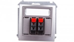 Simon Basic Gniazdo głośnikowe podwójne z polem opisowym stal inox BMGL3.01/21