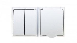 FALA Łącznik hermetyczny świecznikowy + gniazdo z/u z klapką biały ZH-Ł2G/00/w
