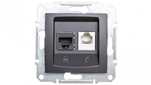 SEDNA Gniazdo teleinformatyczne RJ11 RJ45 kat.5e UTP grafitowe SDN5100170