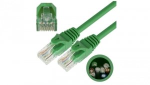 Patchcord UTP kat.5e kabel sieciowy LAN 2x RJ45 linka zielony 3m NEKU