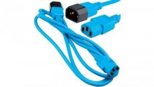 Przedłużacz zasilający 230V IEC320 C14/ C13 0,8m niebieski