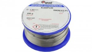 CYNEL UNIPRESS Cyna 1,50mm 250g Sn60Pb40 SW26/3/2.5 spoiwo lutownicze PROFESSIONAL