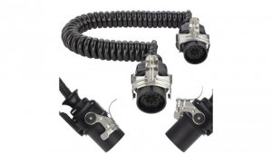 Przewód spiralny QLY-s kabel do naczepy zakończony wtykami 7-pin do systemu EBS / ABS 24V 4m