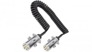 Przewód spiralny QLY-s kabel do naczepy zakończony metalowymi wtykami 7-pin typu S 24V 4,5m