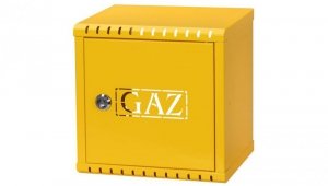 Skrzynka szafka gazowa nierdzewna żółta 250x250x200mm + kluczyk bezpieczeństwa