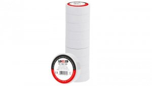 TAŚMA IZOLACYJNA 10M PCV / PVC BIAŁA WODOODPORNA IZOLACJA 19MM 10SZT.