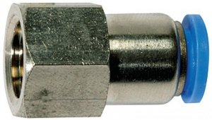 Złączka wtykowa prosta mosiężna niklowana do węża 6, gwint wewnętrzny G1/8w, 124.018-6