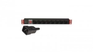 Listwa Zasilająca Rack 1U 8x Schuko/UNEL, Kabel C20 3m, 16A