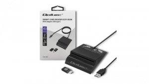 Qoltec Inteligentny czytnik chipowych kart ID SCR-0636 USB 2.0 + Adapter USB-C