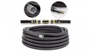 Peszel ochronny metal Anaconda Multitite roz.25 26/21,2mm rura karbowana elastyczna FCC w powłoce PVC 1250N UV IP67 czarny 50m