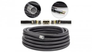 Peszel ochronny metalowy Anaconda Multitite roz.32 34/28,1 mm rura karbowana elastyczna FCC w powłoce PVC 1250N UV IP67 czarny