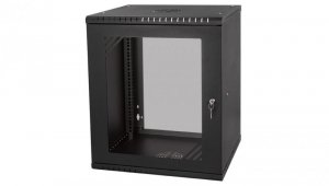Szafa wisząca RACK 19 12U 600mm drzwi szklane czarna BOX