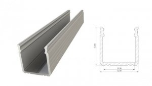 Profil ALU nawierzchniowy 16mm, Anodowany srebrny, dł 3000mm, max szer tasmy 12mm