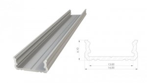 Profil ALU nawierzchniowy 6,1mm, anodowany srebrny, dł. 3000mm, max szer tamy 12mm