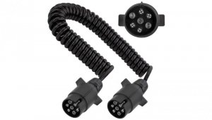 Przewód spiralny QLY-s kabel do przyczepy zakończony zalewanymi wtykami 7-pin 12V 4m