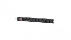 Listwa zasilająca Rack z włącznikiem 19 1U 9 gniazd Schuko 715133 /2m/