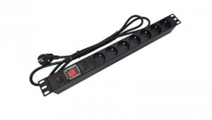 Listwa zasilająca RACK 19 cali PDU 230V - 7 gniazd CEE 7/5, wyłącznik LED, zabezpieczenia, kabel 1,8m CEE 7/7 ALANTEC