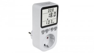 Miernik energii GreenBlue, watomierz, typ F, 220-240V AC, 50Hz, max. obciążenie 16A, IP20, wbudowana bateria, GB364 F