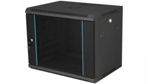 Szafka rack wisząca 19 18U 600x450, niedzielona, drzwi szklane jednoskrzydłowe, tył osłona pełna, SW-18U-600-450-N-DSJ-OP-RP-F-C