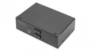 Przełącznik KVM, 2 portowy, 4K 60Hz, 2xDisplayPort IN, 1xDisplayPort OUT, 2xUSB, 2xAudio INiOUT DS-12851