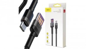 KABEL USB-A -igt/br USB-C Baseus Cafule CATKLF-PG1 100cm SuperCharge 40W 5A QC 3.0 W OPLOCIE