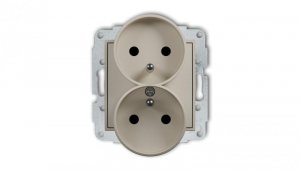 MINI Mechanizm gniazda podwójnego do ramki z uziemieniem 2x(2P+Z) (przesłony torów prądowych) taupe 60MGPR-2zp